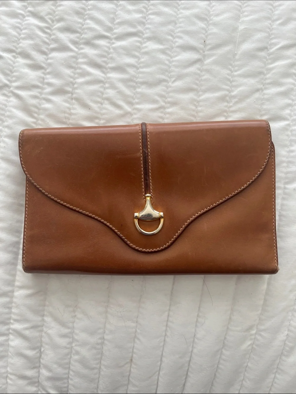 Vintage Gucci Brown Leather Wallet with Gold Hardware